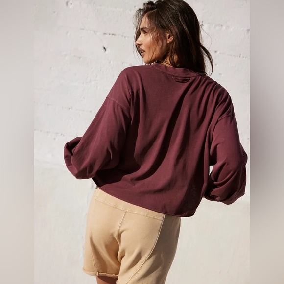FP MOVEMENT Inspire Layer Long Sleeve Top Oxblood Washed Burgundy - Picture 3 of 8